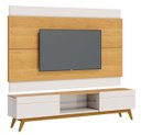 Ver imagem 1 de Rack com Painel Classic com 2 Gavetas 220cm Nature com Off White - Imcal Móveis