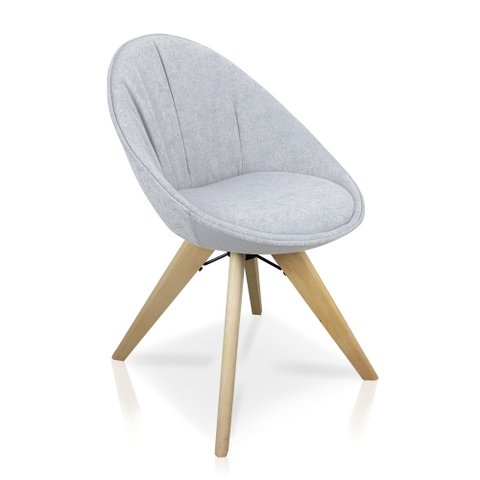 Cadeira Giratória Estela Jacquard Gelo Base Madeira - D’Rossi