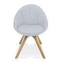 Ver imagem 3 de Cadeira Giratória Estela Jacquard Gelo Base Madeira - D’Rossi
