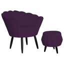 Ver imagem 1 de Combo Poltrona Decorativa E Puff Para Recepção Pétala Suede Roxo - LM DECOR