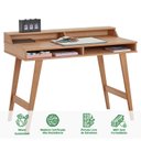 Ver imagem 3 de Mesa Escrivaninha Madeira 4 Nichos 1 Prateleira Luna Madeirado Idimex