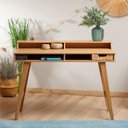 Ver imagem 1 de Mesa Escrivaninha Madeira 4 Nichos 1 Prateleira Luna Madeirado Idimex