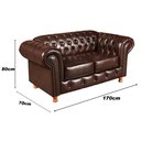 Ver mais imagens de Conjunto Sofá E Poltrona Luís Xv Chesterfield Capitonê Retrô - Couríssimo Marrom Café