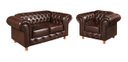 Ver imagem 1 de Conjunto Sofá E Poltrona Luís Xv Chesterfield Capitonê Retrô - Couríssimo Marrom Café