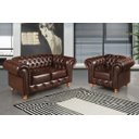 Ver imagem 2 de Conjunto Sofá E Poltrona Luís Xv Chesterfield Capitonê Retrô - Couríssimo Marrom Café