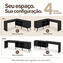 Ver imagem 7 de Conjunto Escritório com Mesa em L 3 Gavetas e Cadeira Giratória Multimóveis MCR6115 Preto
