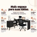 Ver imagem 3 de Conjunto Escritório com Mesa em L 3 Gavetas e Cadeira Giratória Multimóveis MCR6115 Preto