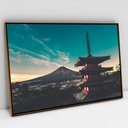 Ver imagem 1 de Quadro Decorativo Templo Monte Fuji em tela Canvas TaColado Moldura Flutuante 4,5cm Freijó 120 x 80c