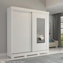 Ver imagem 4 de Guarda-Roupa Solteiro 2 Portas com Espelho Branco Ilhéus Panan 183cm