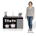 Ver imagem 4 de Balcão Gabinete 120cm 3 Portas 2 Gavetas Preto/cinza