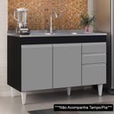Ver imagem 7 de Balcão Gabinete 120cm 3 Portas 2 Gavetas Preto/cinza