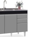 Ver imagem 3 de Balcão Gabinete 120cm 3 Portas 2 Gavetas Preto/cinza