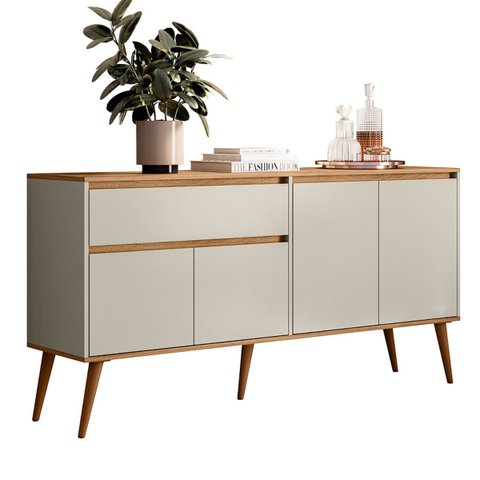 Aparador Buffet 161 cm 4 Portas 1 Gaveta Villa Ptl:Off White Nature