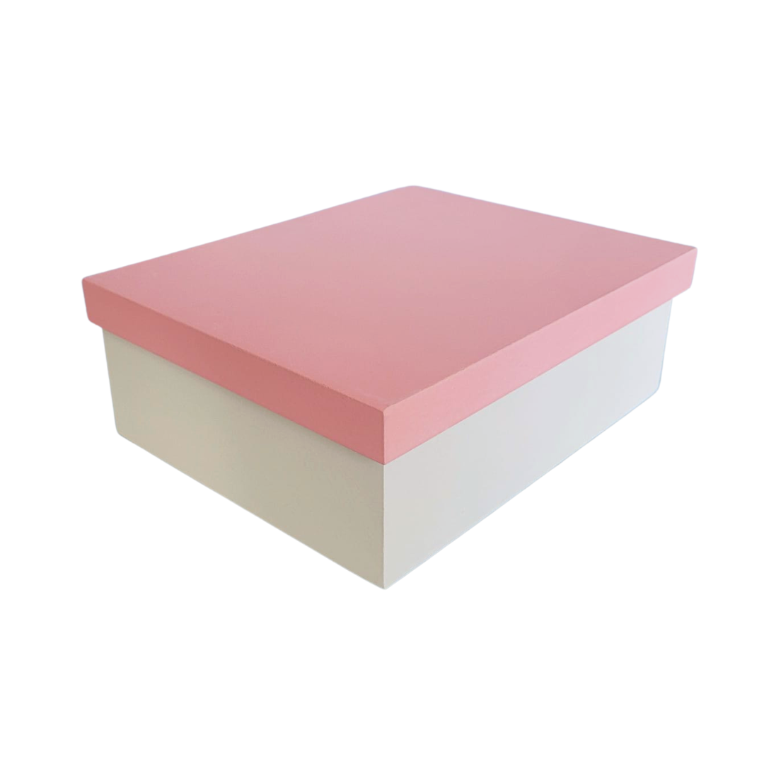 Caixa 100% MDF (20x16x7,5) Rosa/Branco