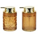 Ver imagem 1 de Kit 2 Porta Sabonete Líquido Vidro Luxo Âmbar Gold 260ml