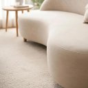 Ver imagem 3 de Sofá Orgânico Curvo 2 Lugares Tecido Bouclê - Seleguim Decor:bege