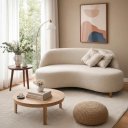 Ver imagem 5 de Sofá Orgânico Curvo 2 Lugares Tecido Bouclê - Seleguim Decor:bege