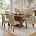 Ver imagem 1 de Conjunto Sala de Jantar Tampo de Vidro 6 Cadeiras Rustic/Imperial Alba Madesa