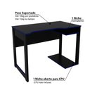 Ver imagem 3 de Mesa Gamer com 2 Nichos - Preto/Azul