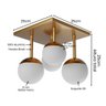 Plafon Sobrepor Luminaria de Teto Quadrado com 4 Globo Vidros Fosco Decoração Iluminação - 3