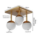Ver imagem 3 de Plafon Sobrepor Luminaria de Teto Quadrado com 4 Globo Vidros Fosco Decoração Iluminação