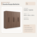 Ver imagem 5 de Guarda Roupa Casal Bariloche 6 Portas 4 Gavetas Café Formimóveis