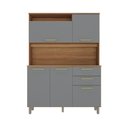 Ver imagem 3 de Armário Kit Cozinha Compacto 5 Portas 2 Gavetas com Nicho - Luciane 352:Cinza Supremo