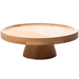 Prato para Bolo em Bambu com Pé 20x7cm Lyor Redondo Boleira Pequena com Pedestal - 1