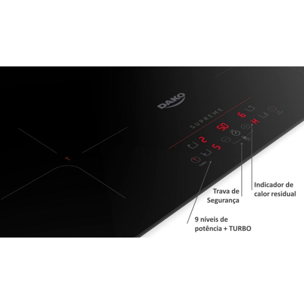 Fogão Cooktop Elétrico Dako Indução 4 Bocas Automático 220v - 5