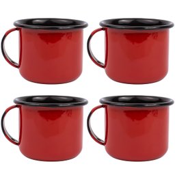 Jogo 4 Canecas Esmaltadas Retrô Vermelhas 90ml Xícaras Ágata para Café Chá - 1