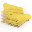 Ver imagem 1 de Sofa Cama Futon Oriental King Amarelo Acquablock Madeira Maciça Pinus Natural sem Pintura