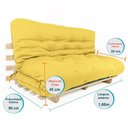 Ver imagem 5 de Sofa Cama Futon Oriental King Amarelo Acquablock Madeira Maciça Pinus Natural sem Pintura