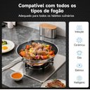 Ver imagem 4 de Frigideira Grande Alta Wok em Aço Inox 30cm Antiaderente Cor Inox/preto