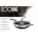 Ver imagem 3 de Frigideira Grande Alta Wok em Aço Inox 30cm Antiaderente Cor Inox/preto