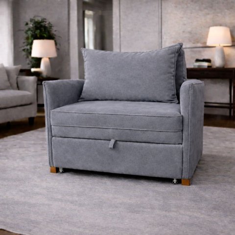 Poltrona Cama Mônica Suede Decorativa Confortável Moderna Sala Quarto Recepção