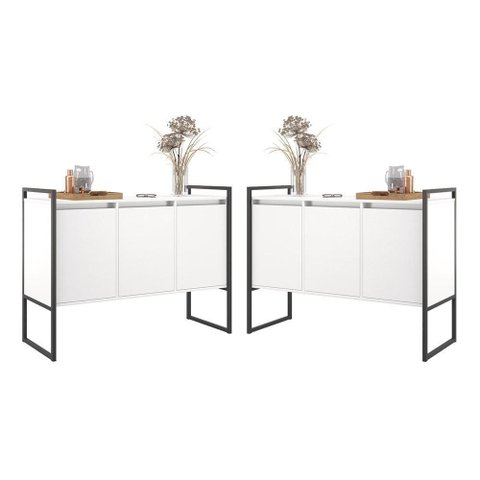 Armario Industrial 3 Portas Balso Conjunto 2 Peças - Branco Branco
