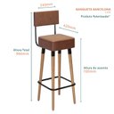 Ver imagem 2 de Kit 6 Banquetas Banco Alto Barcelona Couro Café Bar Cozinha Pés Madeira Mz Decor