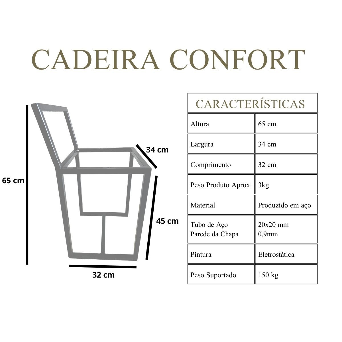 Cadeira Industrial Confort Preta Assento Estofado Don Castro Cadeira Confort Branco - 2