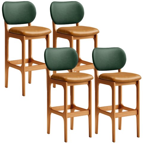 Kit 4 Banquetas Alta Bar Cozinha Jantar Betta L02 Imbuia Couríssimo Whisky Facto Verde - Lyam