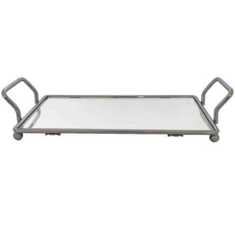 Bandeja Decorativa Espelhada para Aparador Banheiro Bar Perfumes Aço Inox Duler 16,5 x 30,5cm