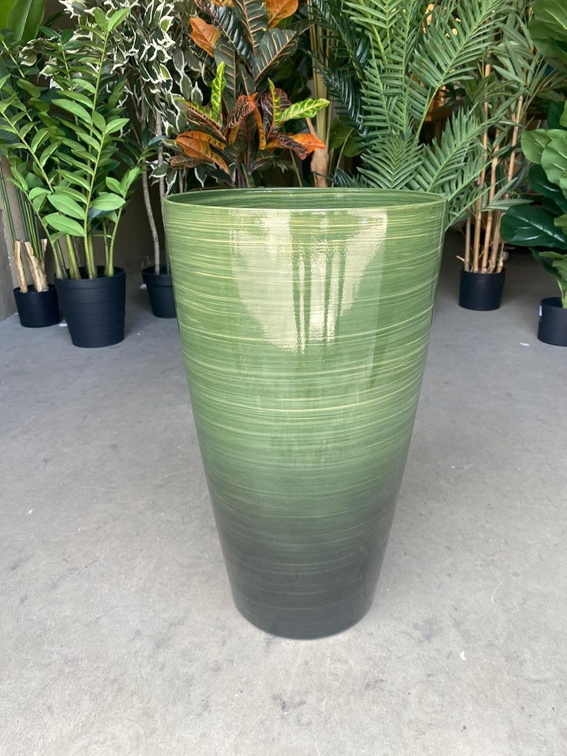 Vaso Grande para Planta para Decoração Sala Varanda Jardim (liso/verde-musgo) - 3