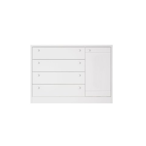 Cômoda de Bebê com 1 Porta e 4 Gavetas Bonny Branco Brilho Reller
