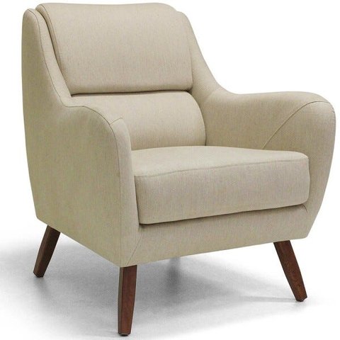Poltrona Decorativa para e Recepção Gooby D02 Linho Bege C-129 - Lyam Decor