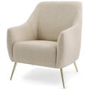 Ver imagem 1 de Poltrona Decorativa Pés Palito Metalizados D'Ouro Paloma D02 Linho Bege C-129 - Lyam Decor