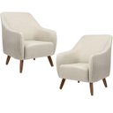 Ver imagem 1 de Kit 2 Poltronas Decorativas Fixa com Pés Em Madeira Paloma D02 Linho Bege C-466 - Lyam Decor