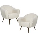 Ver imagem 1 de Kit 2 Poltronas Decorativas Fixa com Pés Palito Nina D02 Linho Bege B-298 - Lyam Decor