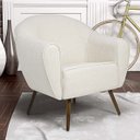 Ver imagem 2 de Poltrona Decorativa Fixa com Pés Palito Nina D02 Linho Bege B-298 - Lyam Decor