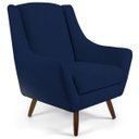 Ver imagem 1 de Poltrona Decorativa Fixa Pés de Madeira Juliet D02 Veludo Azul Oxford B-304 - Lyam Decor