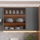 Ver imagem 1 de Armário Aéreo Bella com Portas de Vidro e Nog/cinza 120cm Carraro