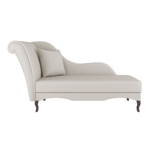 Divã Recamier Chaise Longue Valentina Clássico com Pés de Madeira Veludo Bege Claro - Abmaza